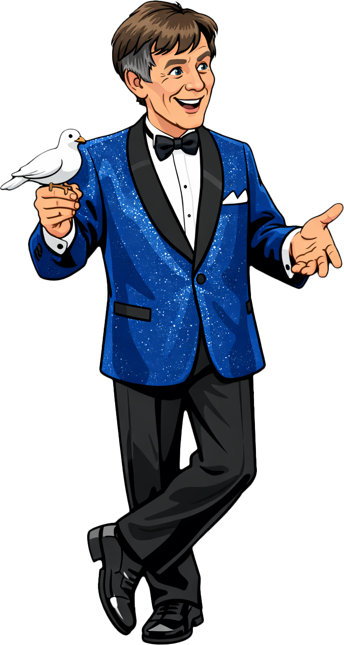 Goochelaar Titani als cartoonillustratie